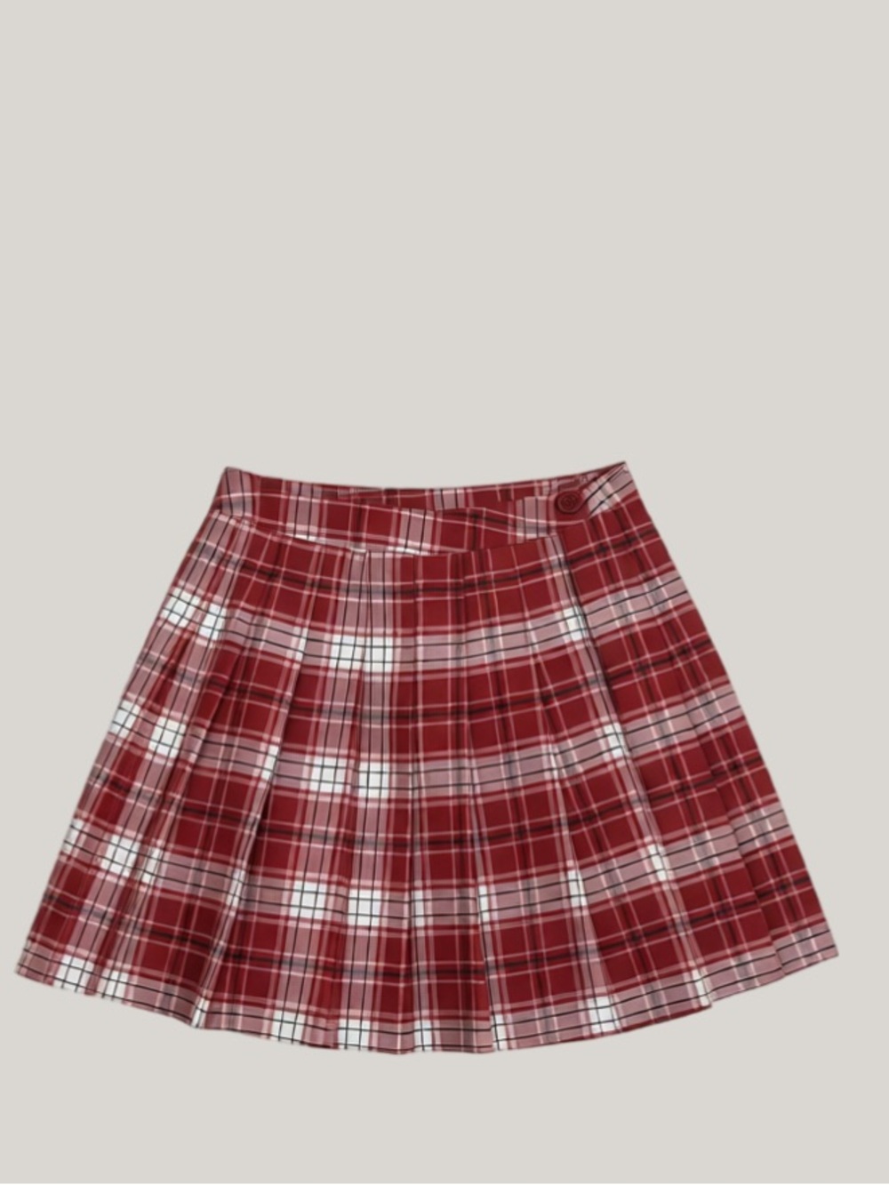 Forever 21 Red and White Plaid Pleated Mini Skirt